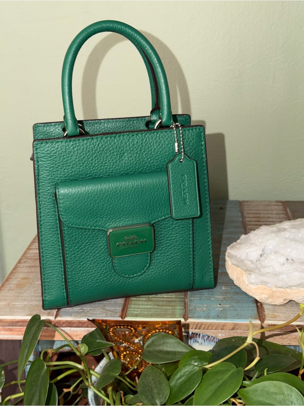 Coach Green Pebbled Leather Crossbody